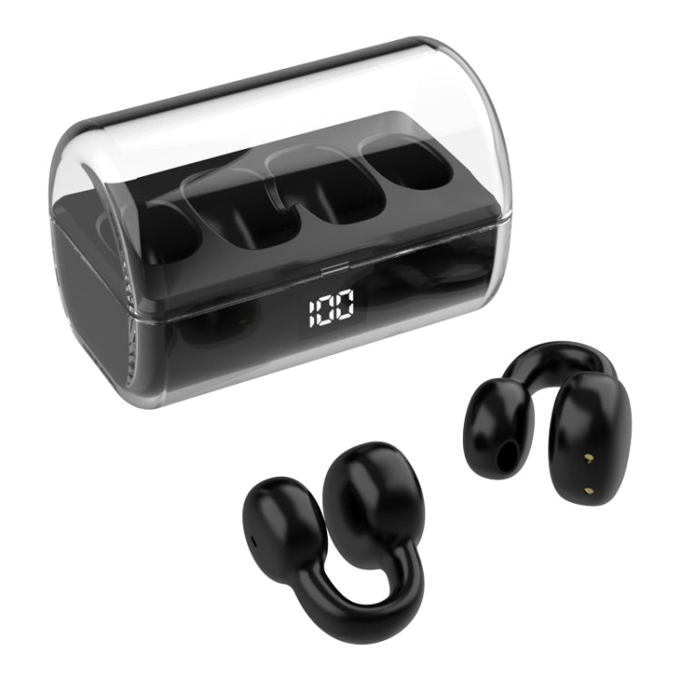 Ear Clip Type Sound Conduction Concept Bluetooth Earphone With Digital Display Charging Compartment(Black) - Bluetooth Earphone by buy2fix | Online Shopping UK | buy2fix