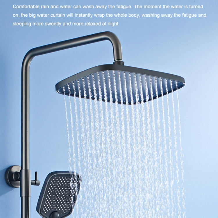 Piano Digital Display Full Copper Faucet Square Nozzle Shower Set, Color: Water Plating Gray 6104 - Shower Head by buy2fix | Online Shopping UK | buy2fix