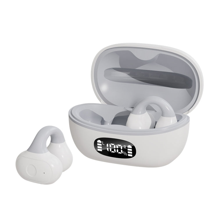 Business Binaural Digital Display Clip-On Bluetooth Earphone With Charging Compartment(White+Gray) - Bluetooth Earphone by buy2fix | Online Shopping UK | buy2fix