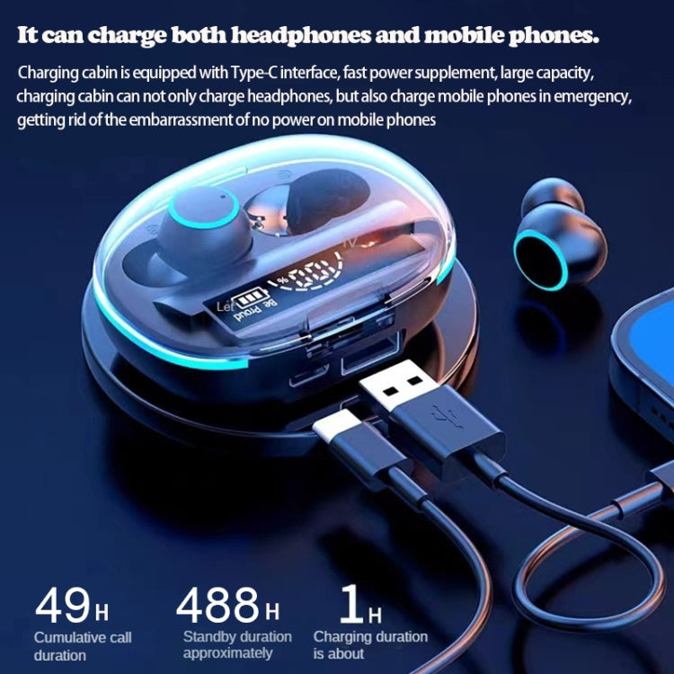 In-Ear Binaural Noise Reduction Wireless Bluetooth Earphones with Power Bank Function(Black) - Bluetooth Earphone by buy2fix | Online Shopping UK | buy2fix