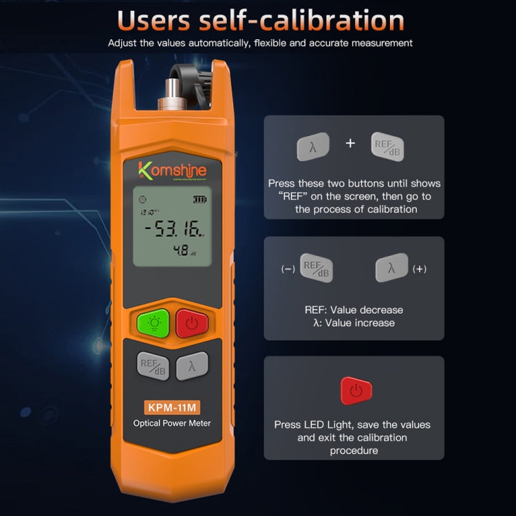 Komshine High Precision Optical Power Meter Mini Fiber Optic Light Attenuation Tester With LED, Specification: A-G/-70dBM to +6DBM - Fiber Optic Test Pen by Komshine | Online Shopping UK | buy2fix