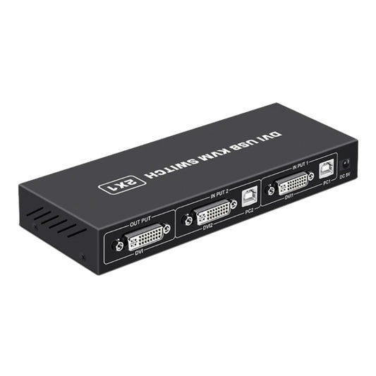 4K DVI USB KVM Switch DVI 2 In 1 Out Adapter Two Computer Shared Switcher Hub(Black) - Switch by buy2fix | Online Shopping UK | buy2fix