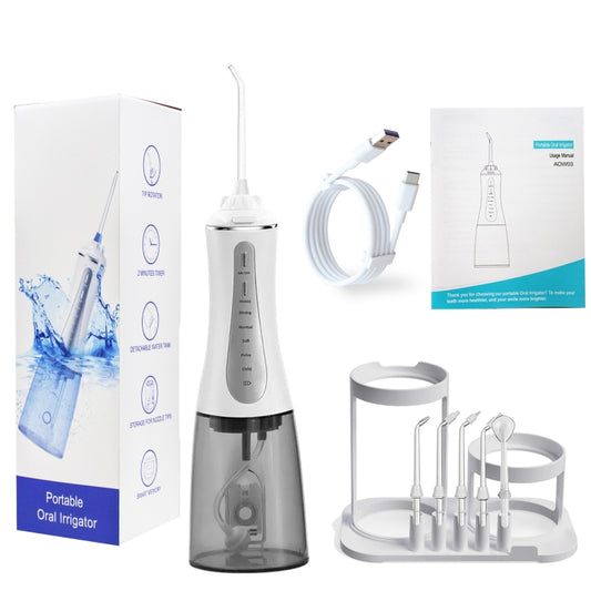 350ML Water Tank Oral Irrigator Rechargeable 5 Gear Adustable Water Flosser, Spec: With Bracket White - Oral Irrigators by buy2fix | Online Shopping UK | buy2fix