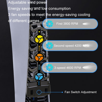 HHC-P5032 For PS5 Host Cooling Fan Hollow Cooling Heat Sink Multi-Color LED Light Three-Speed Cooling Fan Accessories - Others by buy2fix | Online Shopping UK | buy2fix