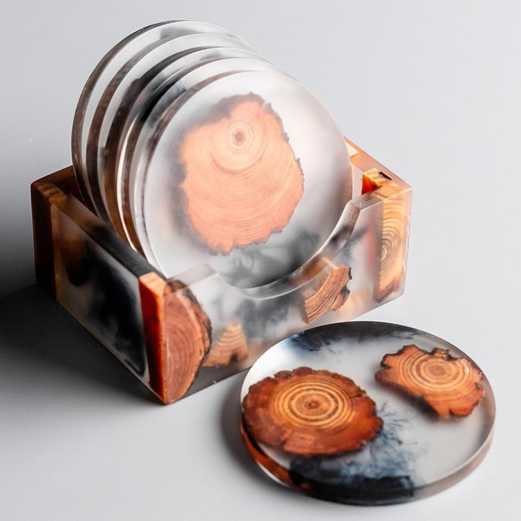 Resin Pine Spliced Insulated Tea Coaster Home Living Room Decoration Accessories, Spec: Round Set - Insulation by buy2fix | Online Shopping UK | buy2fix