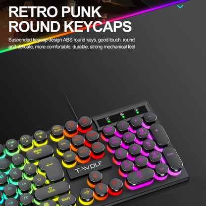 T-WOLF T80 104-Keys RGB Illuminated Office Game Wired Punk Retro Keyboard, Color: White - Wired Keyboard by T-WOLF | Online Shopping UK | buy2fix