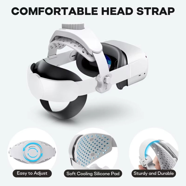 DEVASO VR Glasses Retractable Adjustable Headband Accessories For Meta Quest 3S / Meta Quest 3 / Meta Quest 2 / Meta Quest Pro / Pico 4 / Pico 4 Pro(White) - VR Accessories by buy2fix | Online Shopping UK | buy2fix