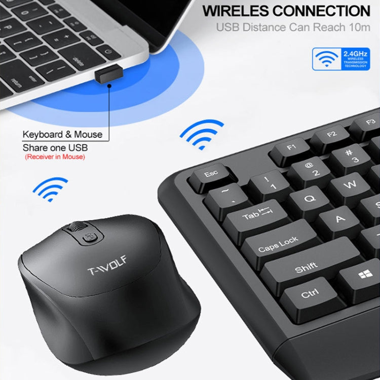 T-WOLF TF-100 2.4G Bluetooth Laptop Office Wireless Keyboard and Mouse Set(Set) - Wireless Keyboard by T-WOLF | Online Shopping UK | buy2fix