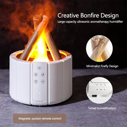 Bonfire Shaped Remote Control Aroma Diffuser Desktop Flame Humidifier, Color: Colorful White - Air Purifiers & Accessories by buy2fix | Online Shopping UK | buy2fix