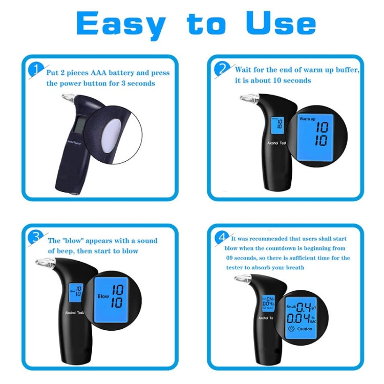 LCD Detector Backlight Light Breath Alcohol Tester, Specification: With 12 Mouthpieces Box - Breath Alcohol Tester by buy2fix | Online Shopping UK | buy2fix