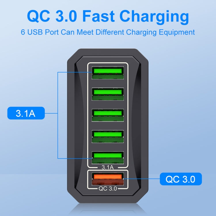 6-Ports Multifunctional Quick Charging USB Travel Charger Power Adapter, Model: Black UK Plug - USB Charger by buy2fix | Online Shopping UK | buy2fix