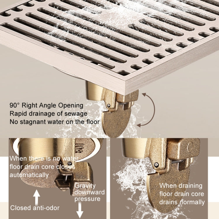 All Copper Brushed Anti-Odor Floor Drain Gravity Copper Core Bathroom Floor Drain, Specification: 8x30cm Long Invisible Medium Drain - Drain Strainers by buy2fix | Online Shopping UK | buy2fix