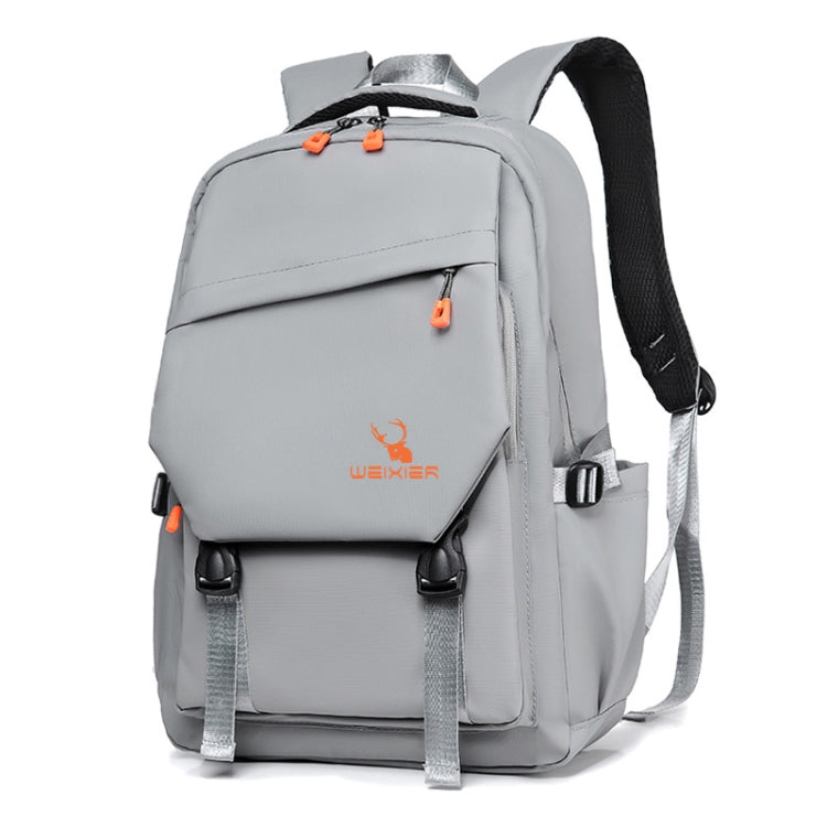 WEIXIER B682 Large Capacity Double Shoulder Backpack Casual Waterproof Travel Bag(Light Gray) - Double-shoulder Bags by WEIXIER | Online Shopping UK | buy2fix