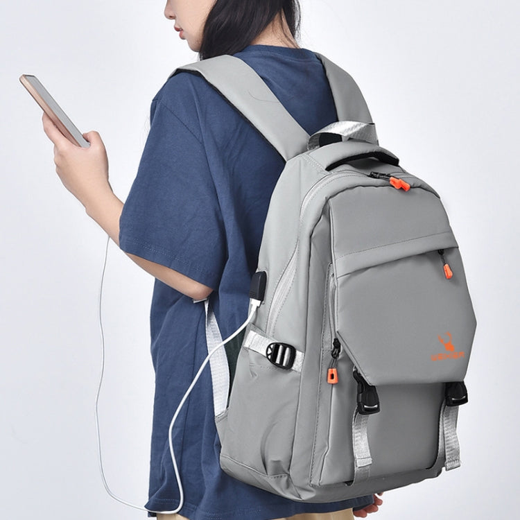 WEIXIER B682 Large Capacity Double Shoulder Backpack Casual Waterproof Travel Bag(Light Gray) - Double-shoulder Bags by WEIXIER | Online Shopping UK | buy2fix