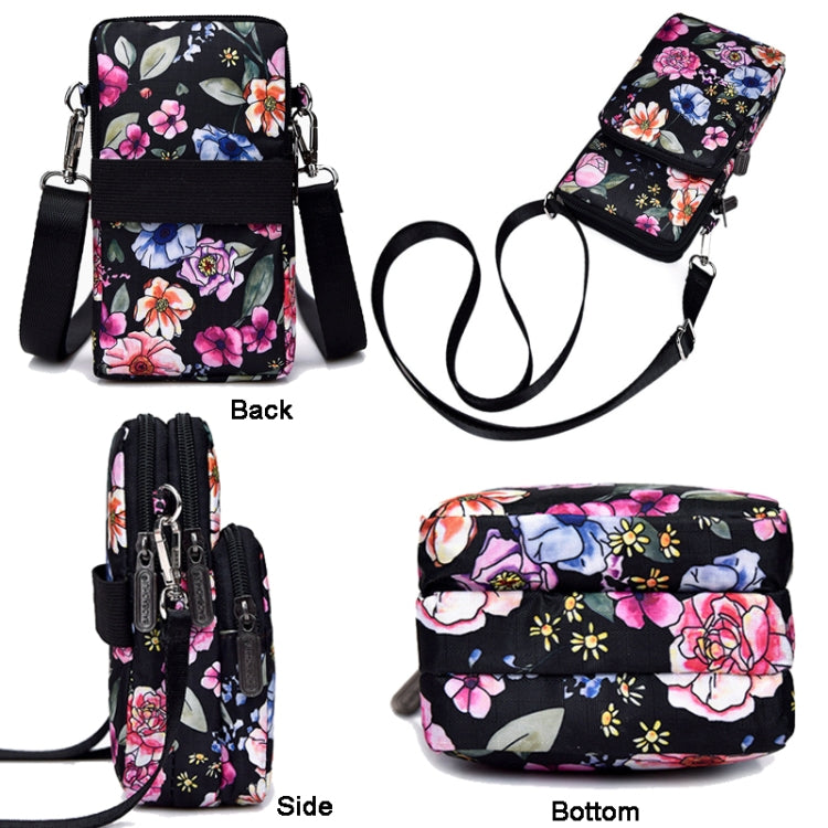 Printed Crossbody Mobile Phone Bag Mini Wallet With Arm Band, Style: Colorful Flower - Single-shoulder Bags by buy2fix | Online Shopping UK | buy2fix