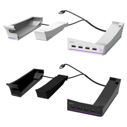 For Sony PS5 Slim IPEGA PG-P5S021 RGB Light Host Horizontal Stand With 4 USB HUBs, Color: Black - Holder by IPEGA | Online Shopping UK | buy2fix