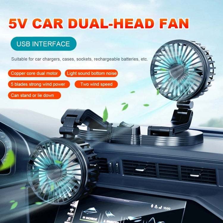 5V USB Port Car Dual-head Fan Circulation Fan(White) - Heating & Fans by buy2fix | Online Shopping UK | buy2fix