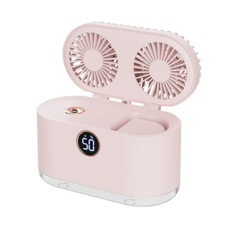 WT-818 Dual-leaf Spray Smart Digital Display Desktop Fan Night Light Humidification Cooler(Pink) - Electric Fans by buy2fix | Online Shopping UK | buy2fix