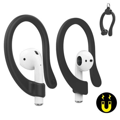 AhaStyle PT78 1pair Wireless Earphones Magnetic Silicone Storage Anti-Loss Earhooks For Apple AirPods 1 / 2 / 3 / Pro / Pro 2(Black) - Anti-lost & Holder by AhaStyle | Online Shopping UK | buy2fix