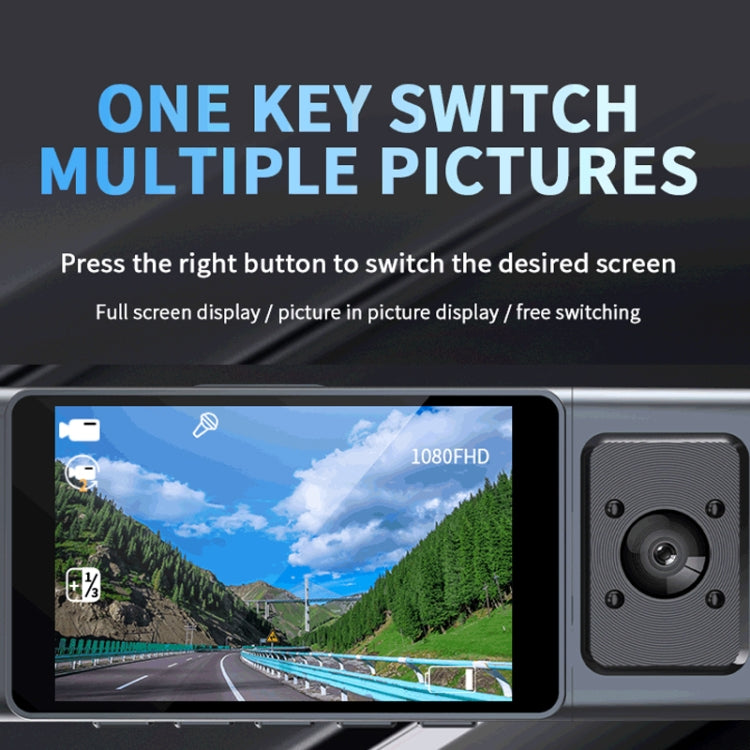 3 Camera Lens 3-inch IPS Screen WiFi Car Dash Cam 1080P Night Vision Dash Camera for Cars 64G - Car DVRs by buy2fix | Online Shopping UK | buy2fix