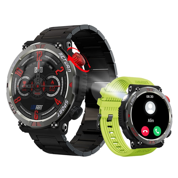 LOKMAT ZEUS 5 PRO 1.46 Inch 5ATM Waterproof Flashlight Bluetooth Call Smart Watch(Black) - Smart Watches by LOKMAT | Online Shopping UK | buy2fix