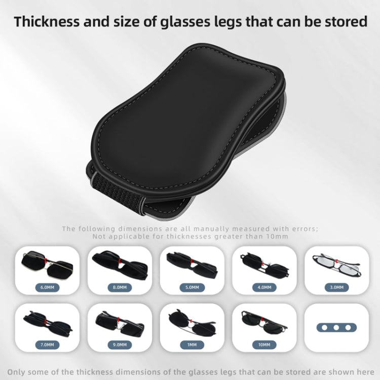 Car Eyeglasses Clip Car Leather Magnetic Closure Sunglasses Storage Bag(Grey) - Sunglasses & Glasses Clips by buy2fix | Online Shopping UK | buy2fix