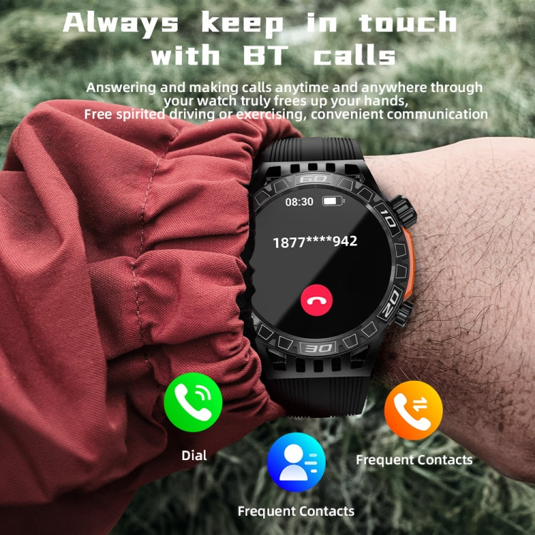 LOKMAT ZEUS6 PRO 1.46-Inch IP68 Waterproof SOS Flashlight Bluetooth Smart Watch(Black) - Smart Watches by LOKMAT | Online Shopping UK | buy2fix