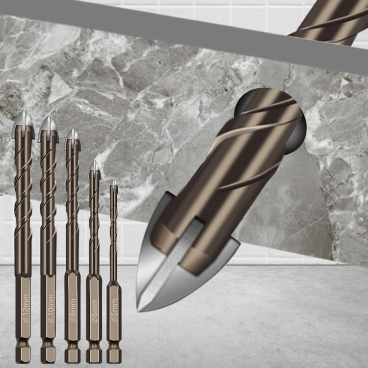 6mm Hexagonal Shank Spiral Flute Cross Alloy Drill Bits Glass Tile Four Edge Drivers - Drill & Drill Bits by buy2fix | Online Shopping UK | buy2fix