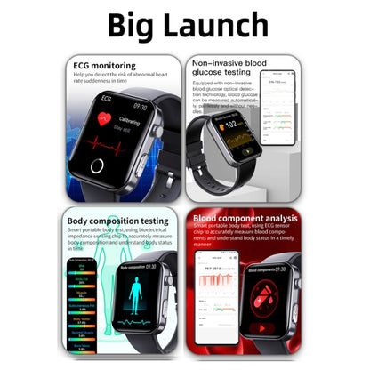 F300  2.1-Inch Screen Smart Watch Supports Bluetooth Calls/ECG/Blood Composition Analysis/50+ Sports Modes, Color: Black Leather - Smart Watches by buy2fix | Online Shopping UK | buy2fix