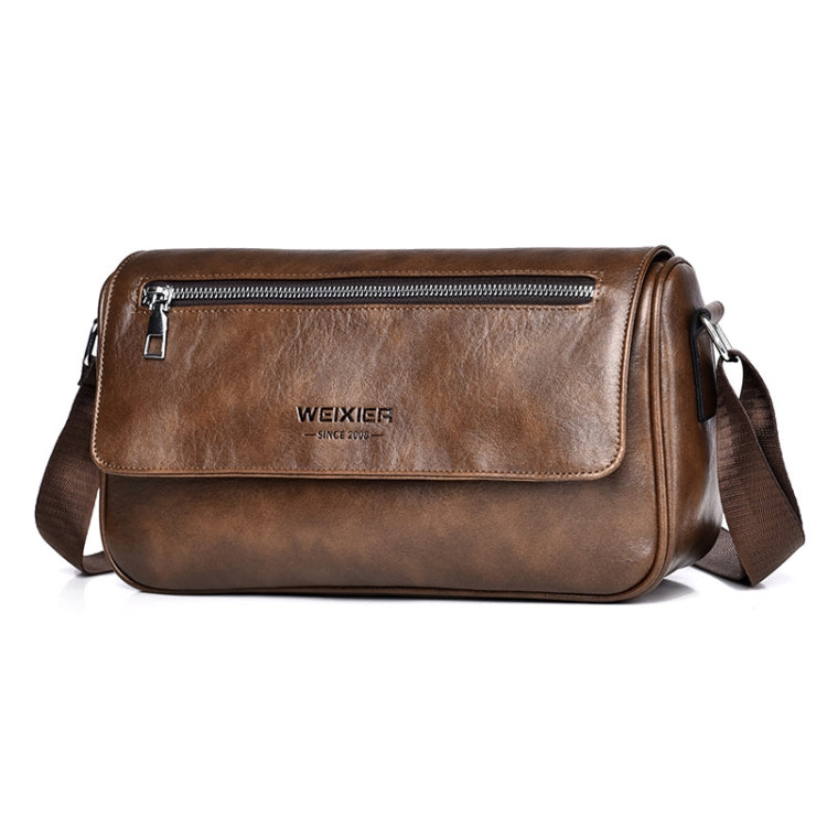 WEIXIER D514 Men Crossbody Waterproof Single Shoulder Bag Large Capacity Commuter Messenger Backpack(Brown) - Single-shoulder Bags by WEIXIER | Online Shopping UK | buy2fix