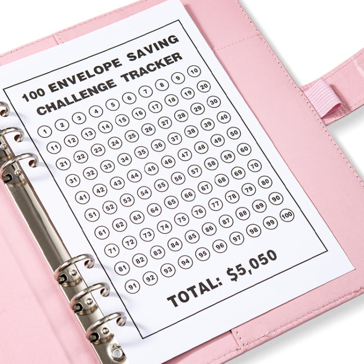 A5 100 Day Savings Challenge Envelope Budget Planner Binder Notebook Handbook, Color: Pattern Pink - Notebooks by buy2fix | Online Shopping UK | buy2fix