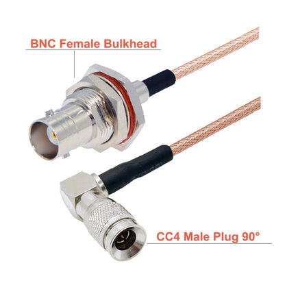 100cm CC4 Male Elbow To BNC Through Wall Waterproof Female Connector Cable RG179 Coaxial RF Wire - Connectors by buy2fix | Online Shopping UK | buy2fix