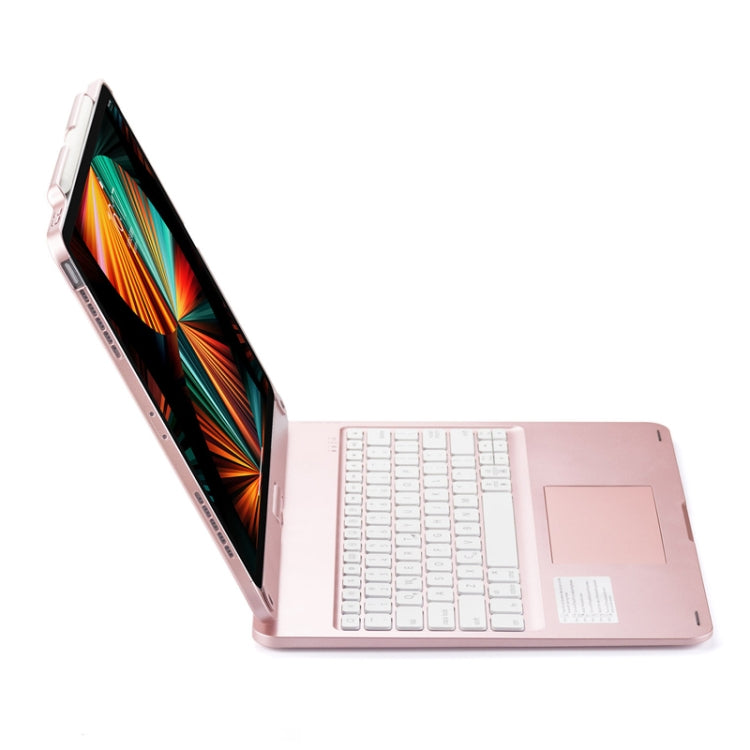 For iPad Pro 12.9 Inch 2022/2021/2020/2018 Tablet Bluetooth Touch Keyboard With Backlight 360 Degree Rotation(Rose Gold) - For iPad Pro by buy2fix | Online Shopping UK | buy2fix