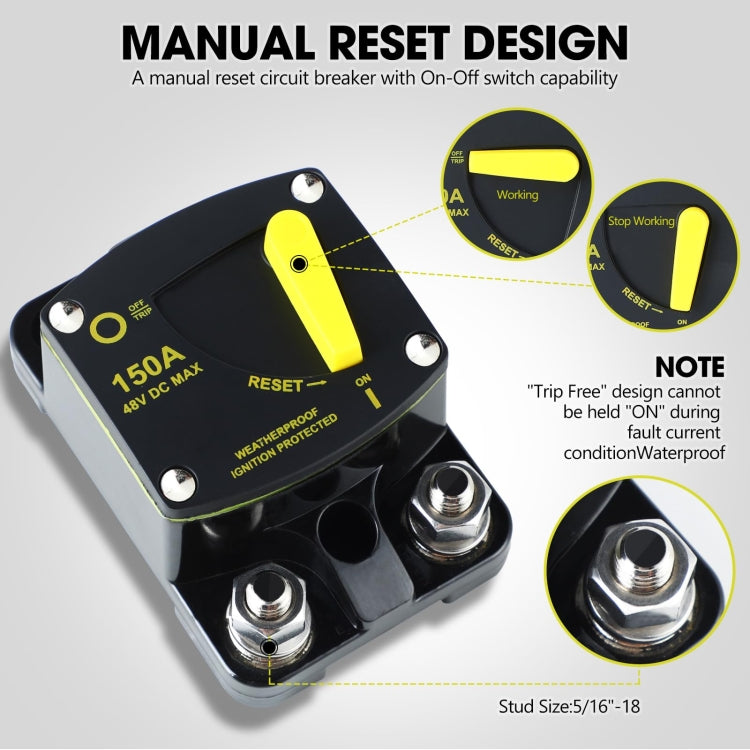 RV Yacht Manual Reset Ignition Protection Fuse Switch With Terminal Accessories, Current: 250A - Fuse by buy2fix | Online Shopping UK | buy2fix