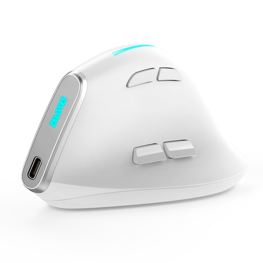 ZELOTES F36 9-Keys Vertical Grip Ergonomic Programming Dual Bluetooth + 2.4G Wireless Mouse(White) - Wireless Mice by ZELOTES | Online Shopping UK | buy2fix