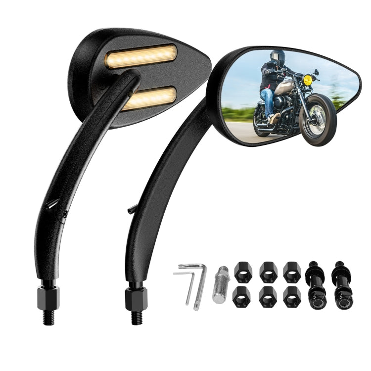 FLYQUICK Motorcycle LED Rearview Mirror With Light, Color: Black - Side Mirrors by buy2fix | Online Shopping UK | buy2fix