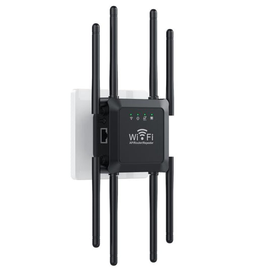 U18 300Mbps 2.4G Wireless Repeater WiFi Signal Amplifier With 8 Antennas EU Plug Black - Broadband Amplifiers by buy2fix | Online Shopping UK | buy2fix