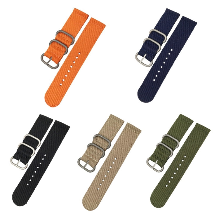 Washable Nylon Canvas Watchband, Band Width:22mm(Army Green with Silver Ring Buckle) - Watch Accessories & Parts by buy2fix | Online Shopping UK | buy2fix