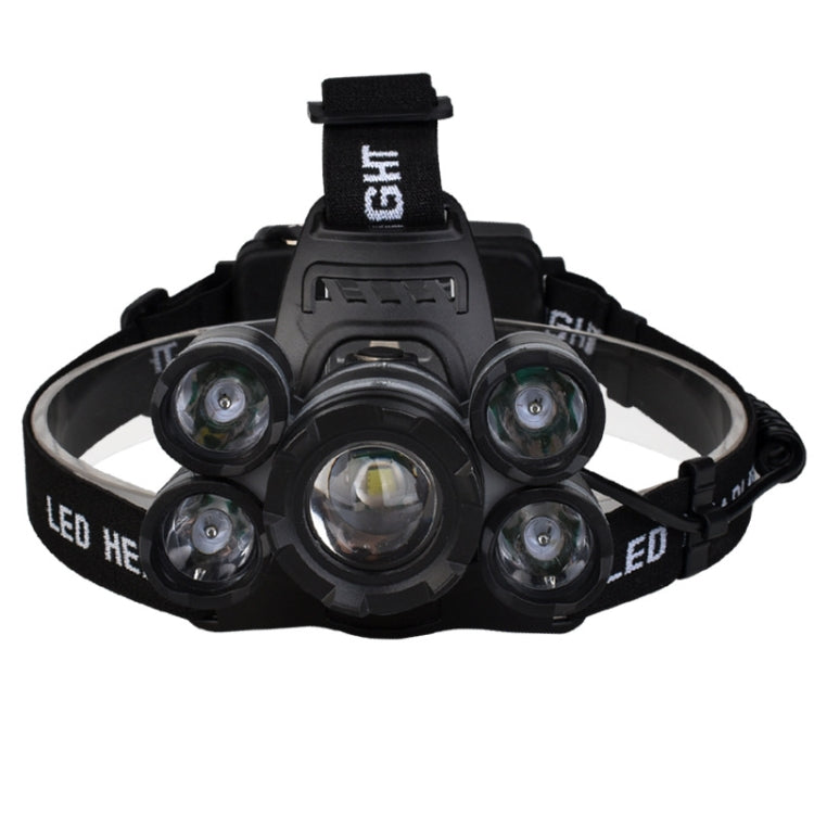 5 LEDs USB Rechargeable Outdoor Long-range Camping Night Fishing Headlight - Headlamp by buy2fix | Online Shopping UK | buy2fix