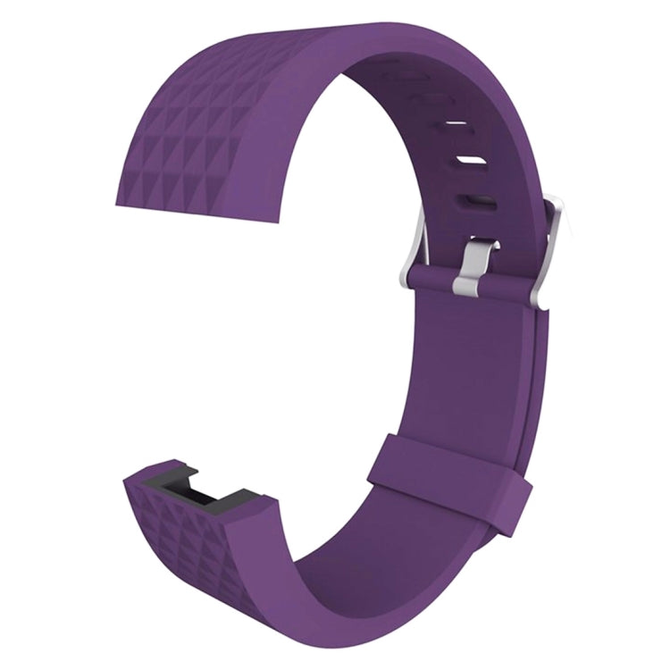 For Fitbit Charger 2 Bracelet Watch Diamond Texture TPU Watch Band, Full Length: 23cm(Purple) - Watch Bands by buy2fix | Online Shopping UK | buy2fix