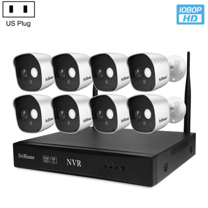 SriHome NVS002 1080P 8-Channel NVR Kit Wireless Security Camera System, Support Humanoid Detection / Motion Detection / Night Vision, US Plug - Security by SriHome | Online Shopping UK | buy2fix