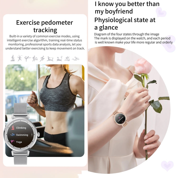 KC06 Women Menstrual Period Smart Watch Bracelet, Blood Pressure / Heart Rate Monitoring, Silicone Strap(Silver) - Smart Wear by buy2fix | Online Shopping UK | buy2fix
