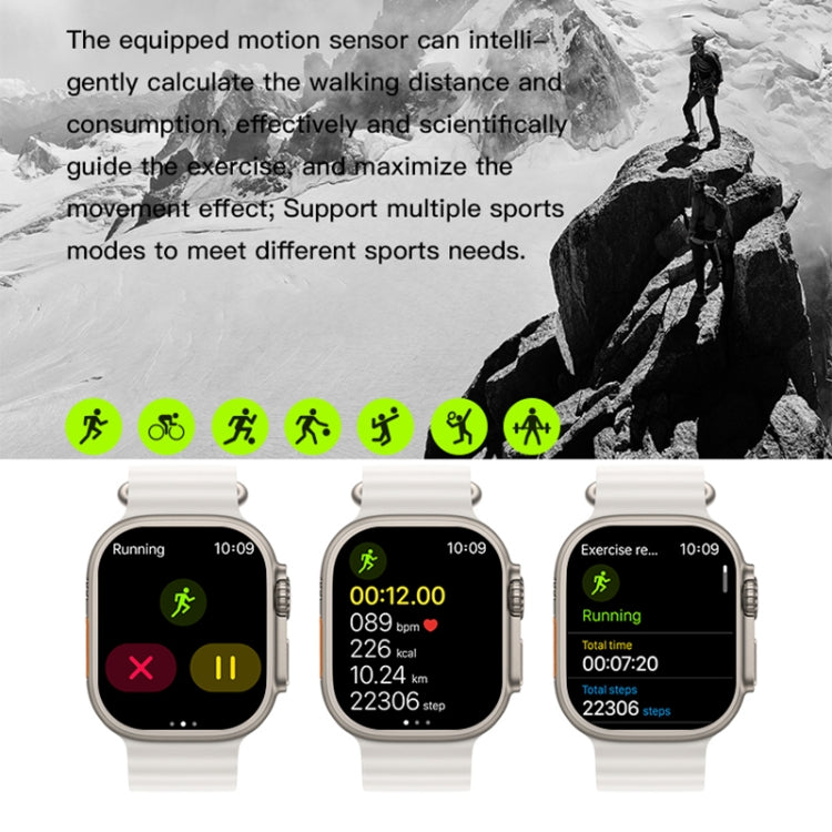 T800 Ultra 1.99 inch Ocean Silicone Band Smart Watch Support Heart Rate / ECG (Yellow) - Android Watch by buy2fix | Online Shopping UK | buy2fix