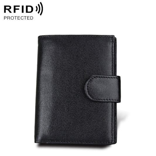 Antimagnet RFID Genuine Leather Wallet / Passport Package / Cowhide Card Slot for man(Black) - Antimagnetic RFID Package by buy2fix | Online Shopping UK | buy2fix