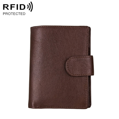 Antimagnet RFID Genuine Leather Wallet / Passport Package / Cowhide Card Slot for man(Coffee) - Antimagnetic RFID Package by buy2fix | Online Shopping UK | buy2fix