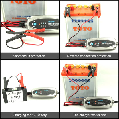 FOXSUR 0.8A / 3.6A 12V 5 Stage Charging Battery Charger for Car Motorcycle,  EU Plug - Battery Charger by FOXSUR | Online Shopping UK | buy2fix