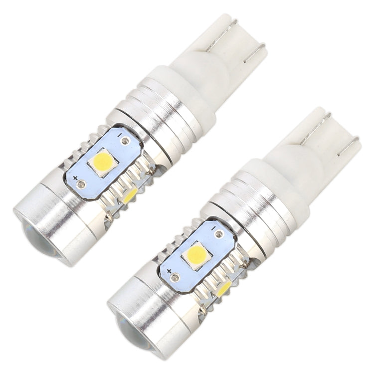 2 PCS T10 / W5W / 168 / 194 DC12V / 4.5W / 6000K / 360LM 6LEDs SMD-3030 Car Clearance Light, with Projector Lens Light (White Light) - Clearance Lights by buy2fix | Online Shopping UK | buy2fix