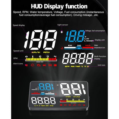 D5000 OBD2 5 inch Vehicle-mounted Head Up Display Security System, Support Car Speed / Engine Revolving Speed Display / Water Temperature / Battery Voltage / Detection and Elimination Fault Code - Head Up Display System by buy2fix | Online Shopping UK | buy2fix