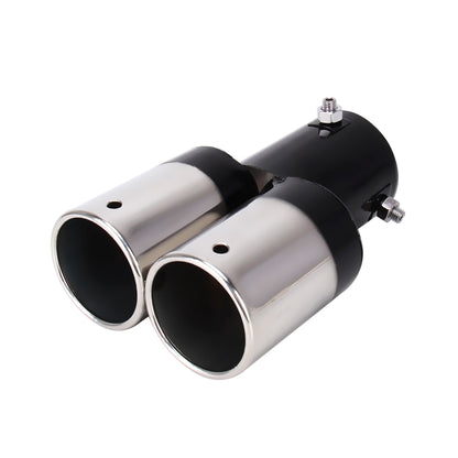 Universal Car Styling Stainless Steel Straight Double Outlets Exhaust Tail Muffler Tip Pipe(Black) - In Car by buy2fix | Online Shopping UK | buy2fix