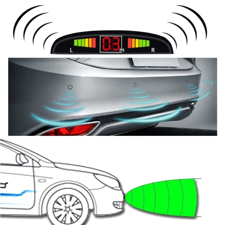 Car Buzzer Reverse Backup Radar System - Premium Quality 4 Parking Sensors Car Reverse Backup Radar System with LCD Display(Dark Blue) - In Car by buy2fix | Online Shopping UK | buy2fix